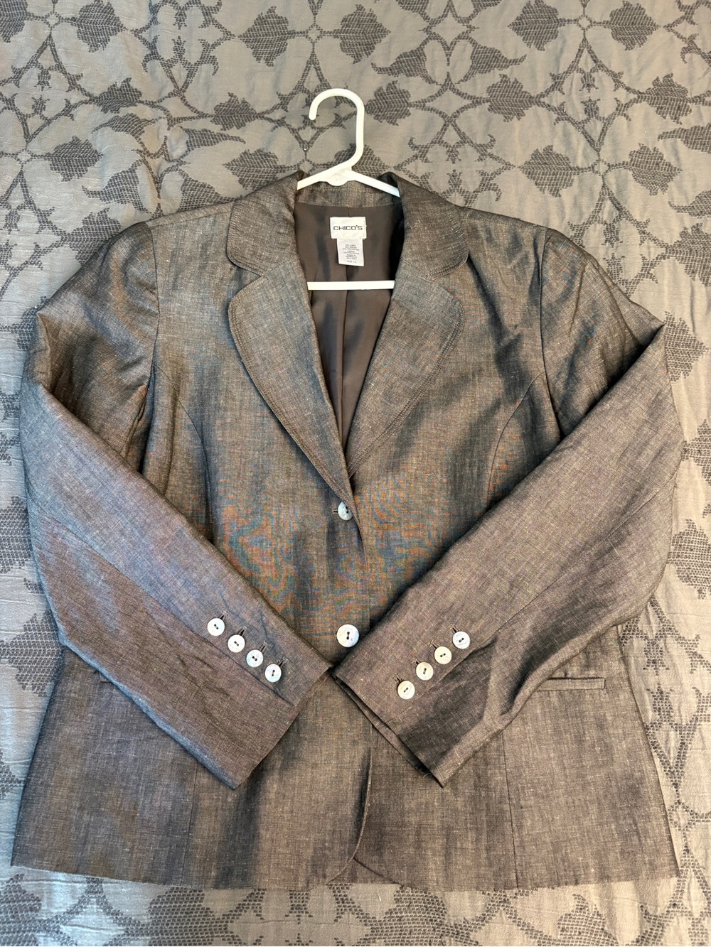 Chico's Women's Gray 2-Button Casual Blazer